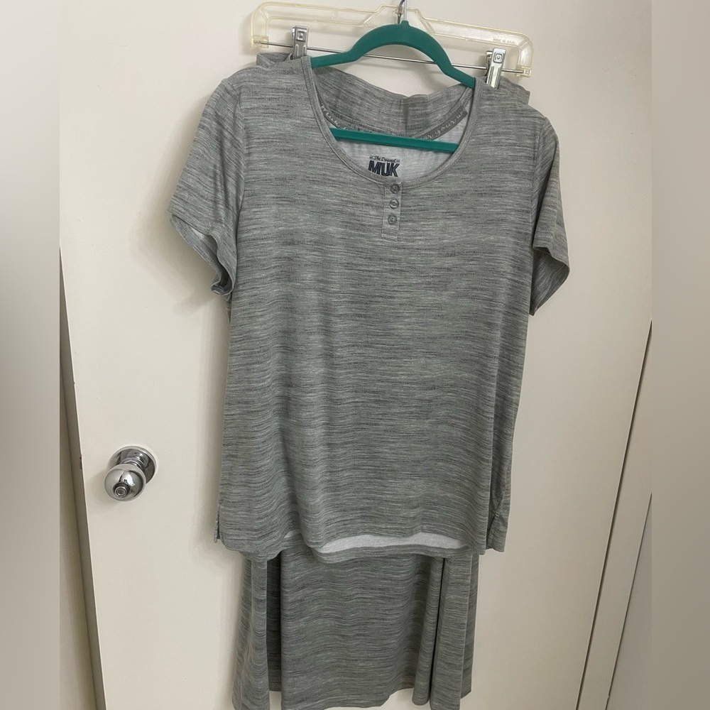 Henley shirt and skirt two-piece set